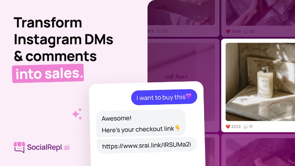 SocialRepl.ai turning an Instagram DM into a Shopify checkout link
